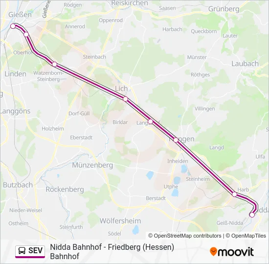 Автобус SEV: карта маршрута