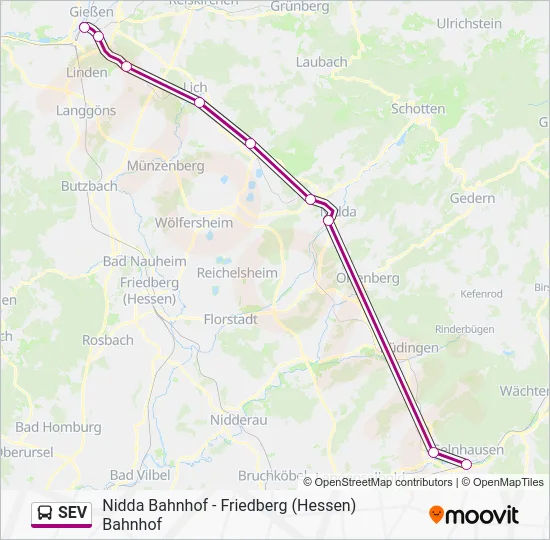 Автобус SEV: карта маршрута