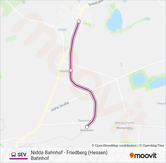 Автобус SEV: карта маршрута