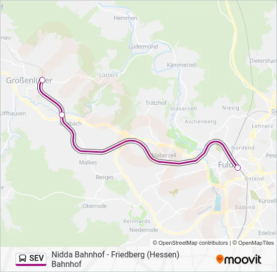 Автобус SEV: карта маршрута