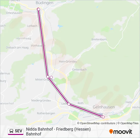 Автобус SEV: карта маршрута