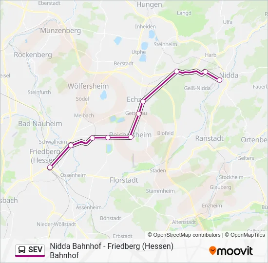 Автобус SEV: карта маршрута