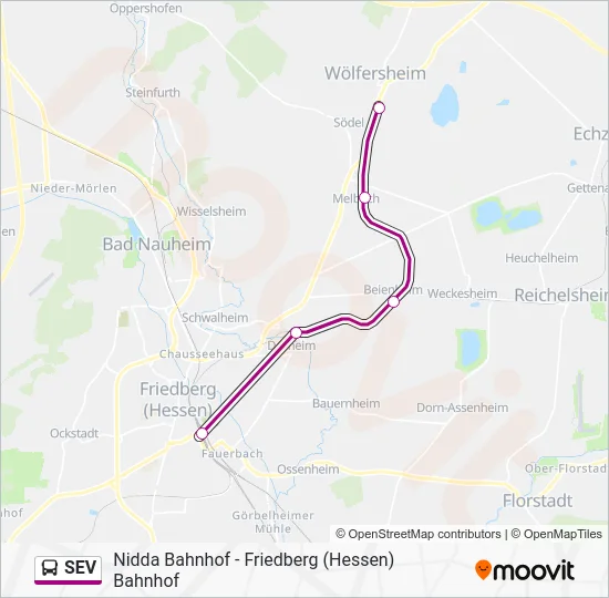 Автобус SEV: карта маршрута