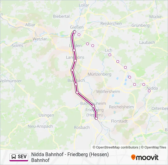 Автобус SEV: карта маршрута