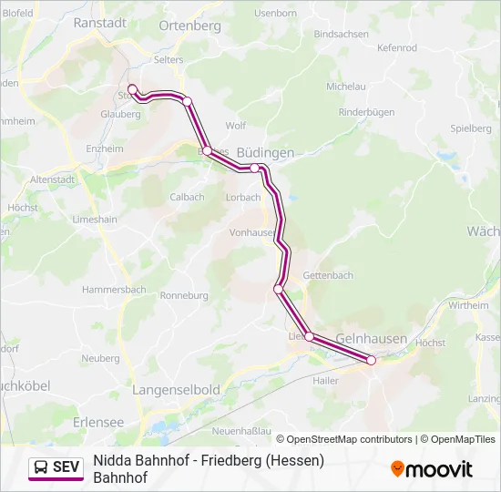 Автобус SEV: карта маршрута