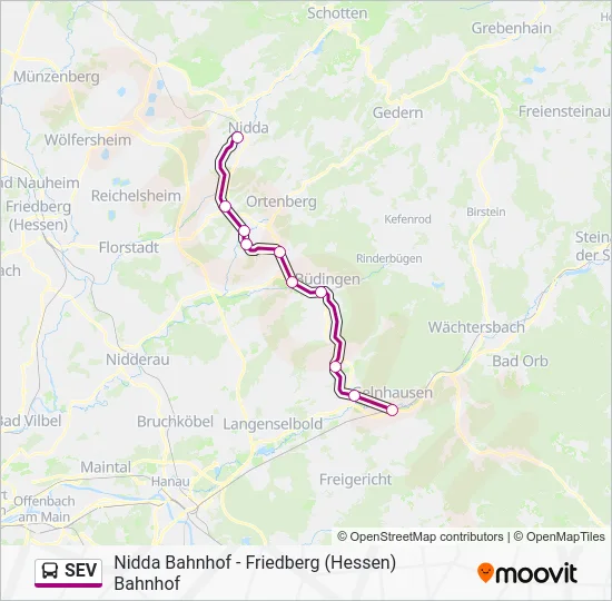 Автобус SEV: карта маршрута