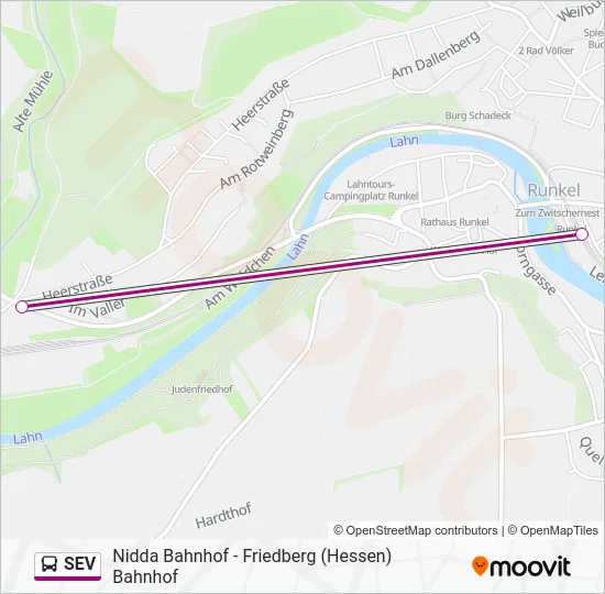 Автобус SEV: карта маршрута
