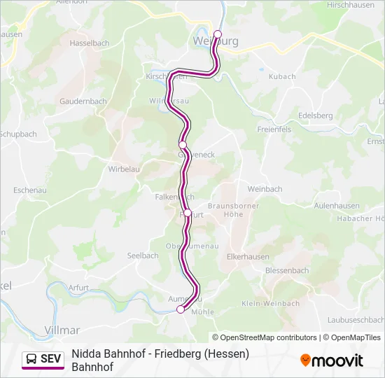 Автобус SEV: карта маршрута