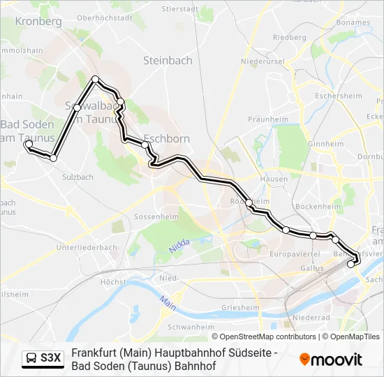 Автобус S3X: карта маршрута