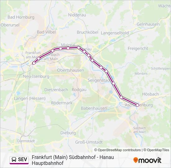 Автобус SEV: карта маршрута