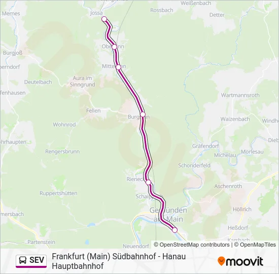 Автобус SEV: карта маршрута