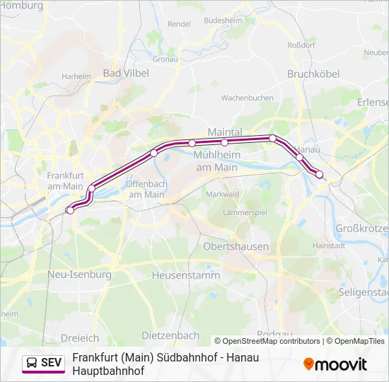 Автобус SEV: карта маршрута