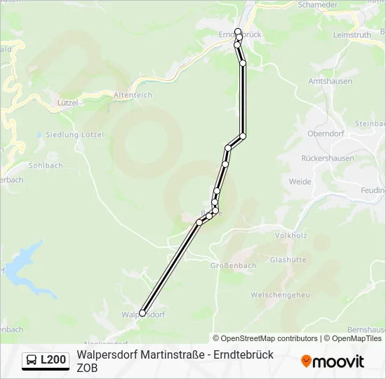 Автобус L200: карта маршрута