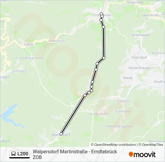 Автобус L200: карта маршрута