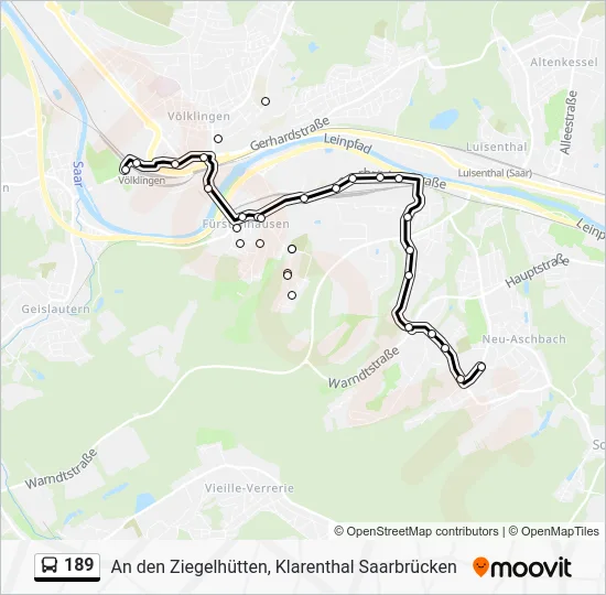 Автобус 189: карта маршрута