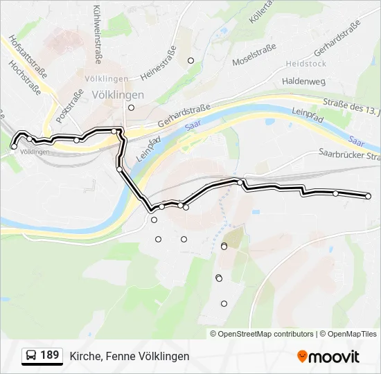 Автобус 189: карта маршрута