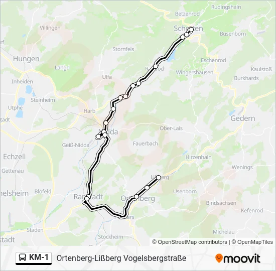 Автобус KM-1: карта маршрута