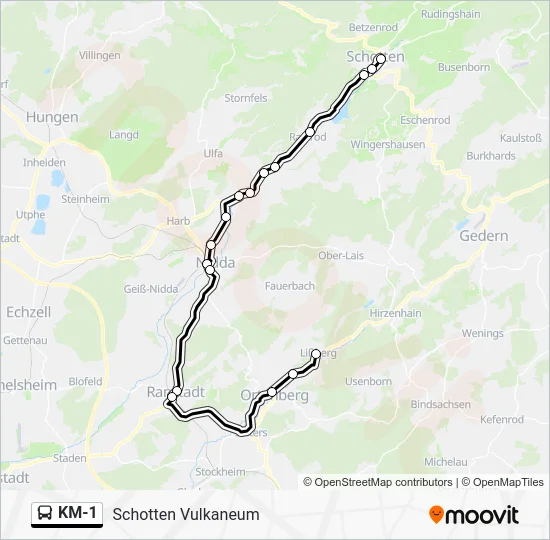 Автобус KM-1: карта маршрута