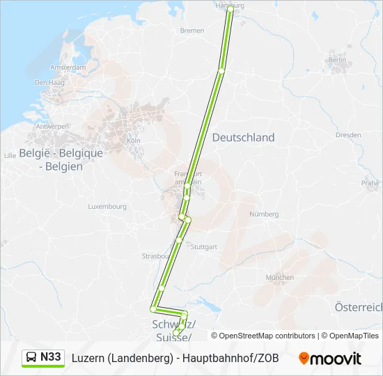 Автобус N33: карта маршрута