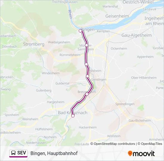 Автобус SEV: карта маршрута