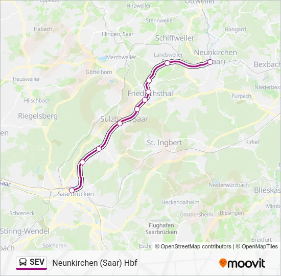 Автобус SEV: карта маршрута