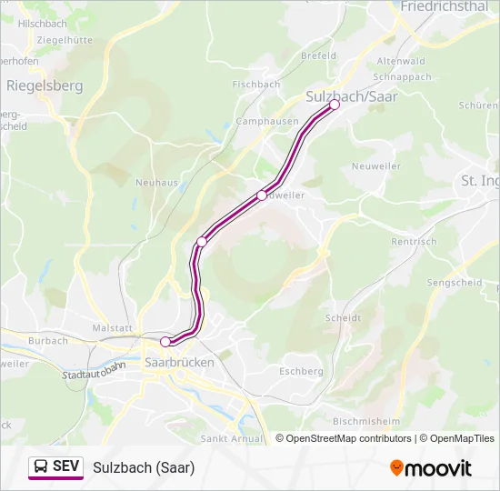 Автобус SEV: карта маршрута