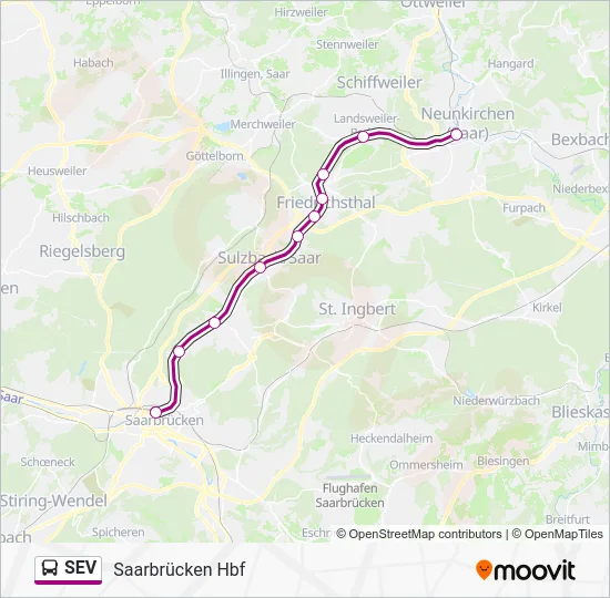 Автобус SEV: карта маршрута