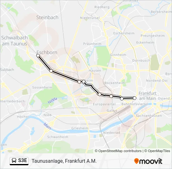 Автобус S3E: карта маршрута