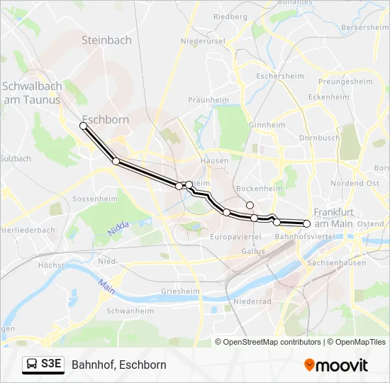 Автобус S3E: карта маршрута