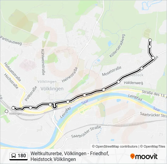 Автобус 180: карта маршрута