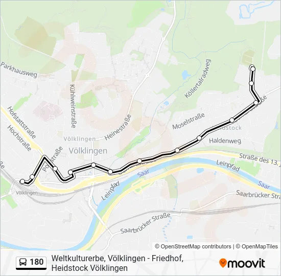 Автобус 180: карта маршрута