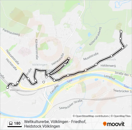 Автобус 180: карта маршрута