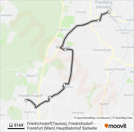 Автобус S16X: карта маршрута