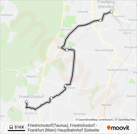 Автобус S16X: карта маршрута