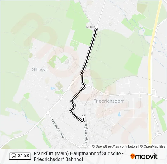 Автобус S15X: карта маршрута