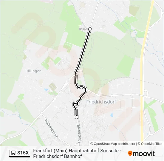 Автобус S15X: карта маршрута