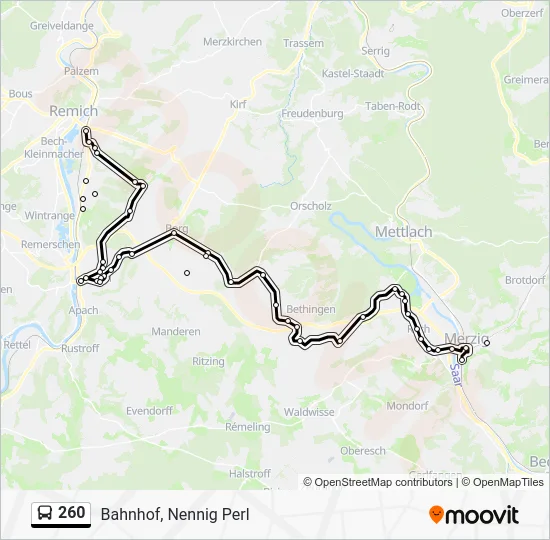 Автобус 260: карта маршрута