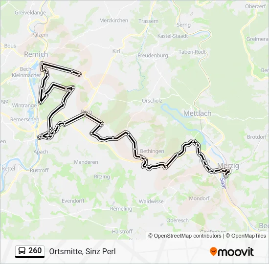 Автобус 260: карта маршрута