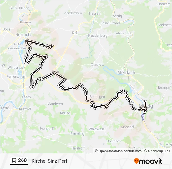 Автобус 260: карта маршрута
