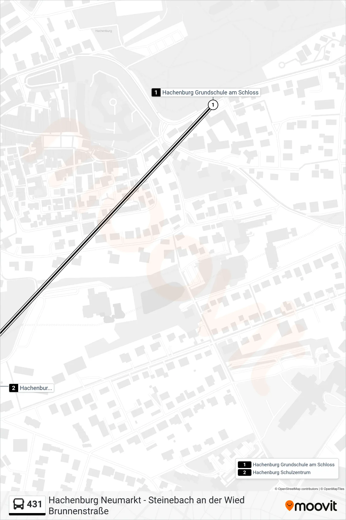 431 bus Line (Hachenburg Schulzentrum) route and stops on a map