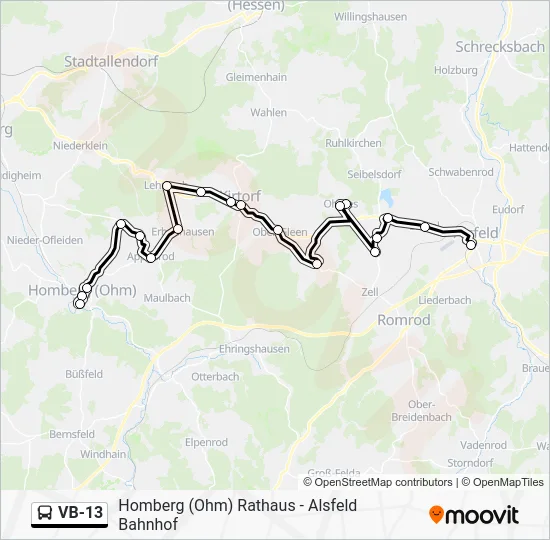 Автобус VB-13: карта маршрута