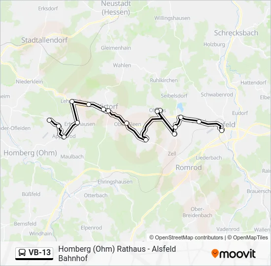 Автобус VB-13: карта маршрута