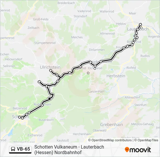 Автобус VB-65: карта маршрута