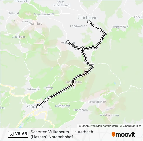 Автобус VB-65: карта маршрута