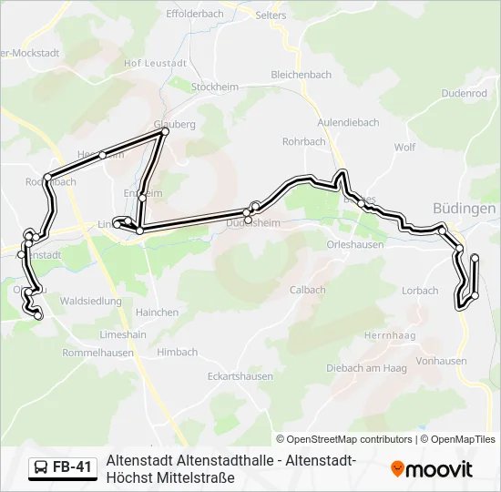 Автобус FB-41: карта маршрута
