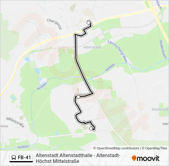 Автобус FB-41: карта маршрута