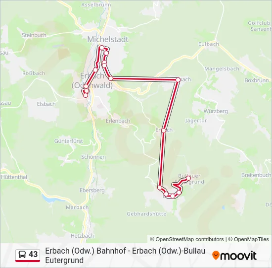 Автобус 43: карта маршрута