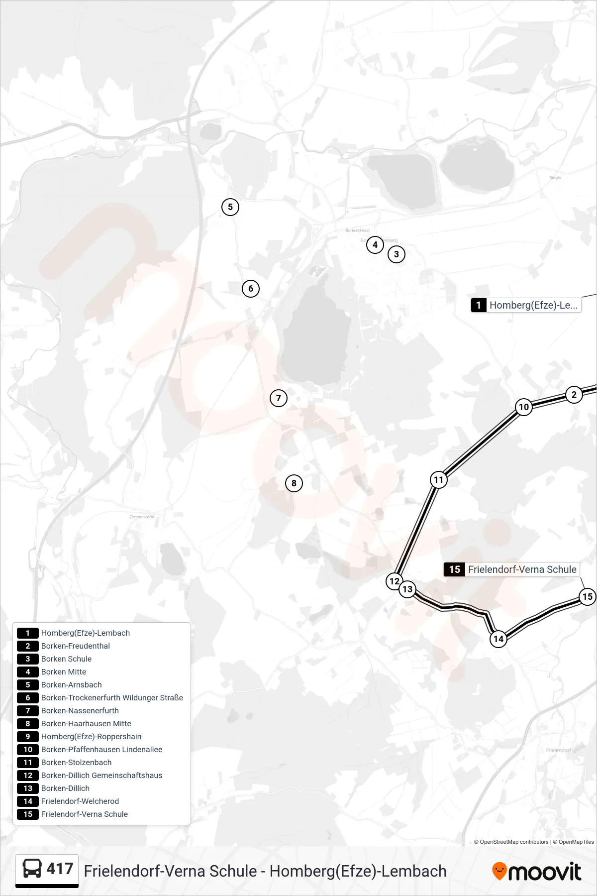 417 bus Line (Frielendorf-Verna Schule) route and stops on a map