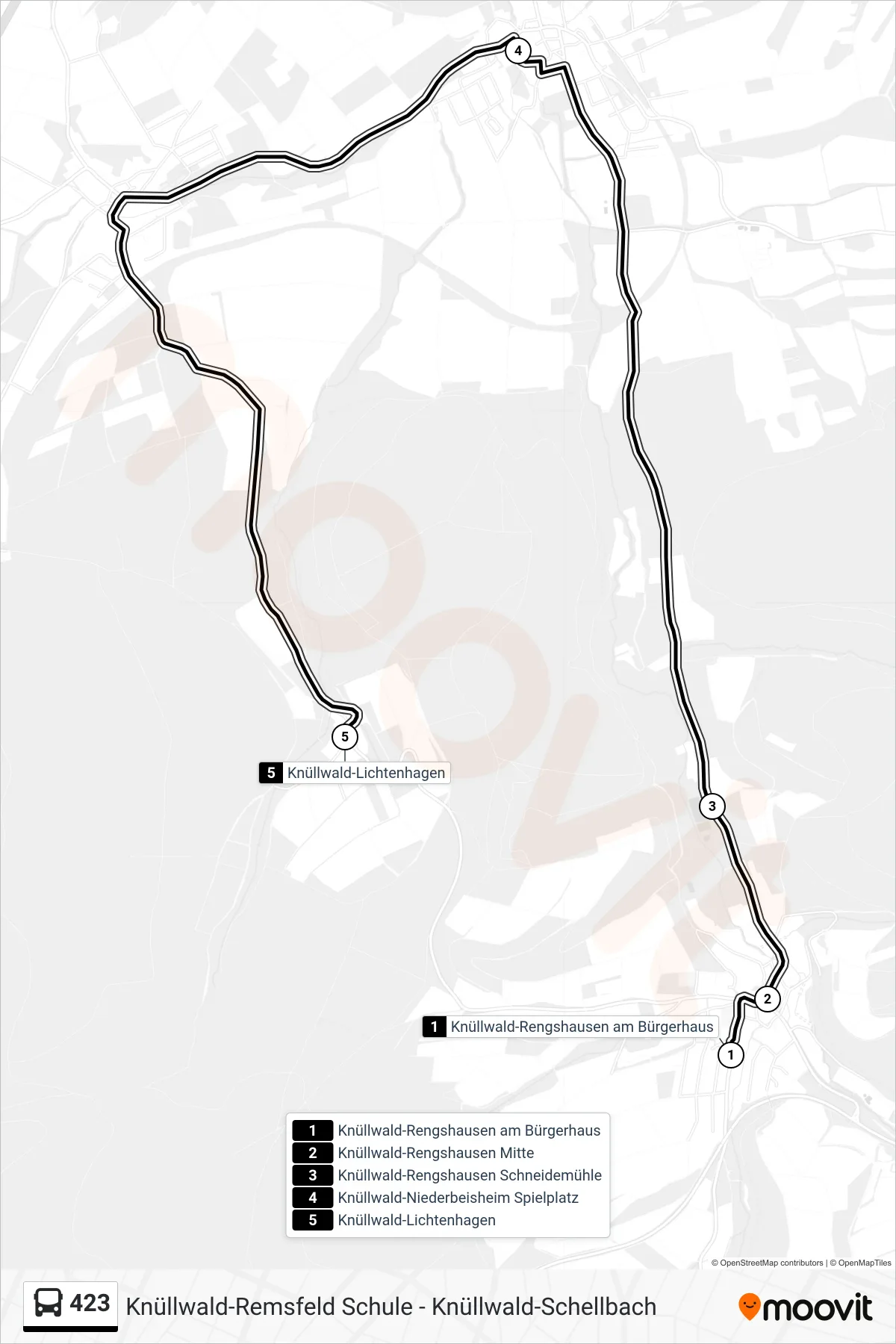 Linie 423 (Bus) Richtung Lichtenhagen: Route und Haltestellen auf der Karte