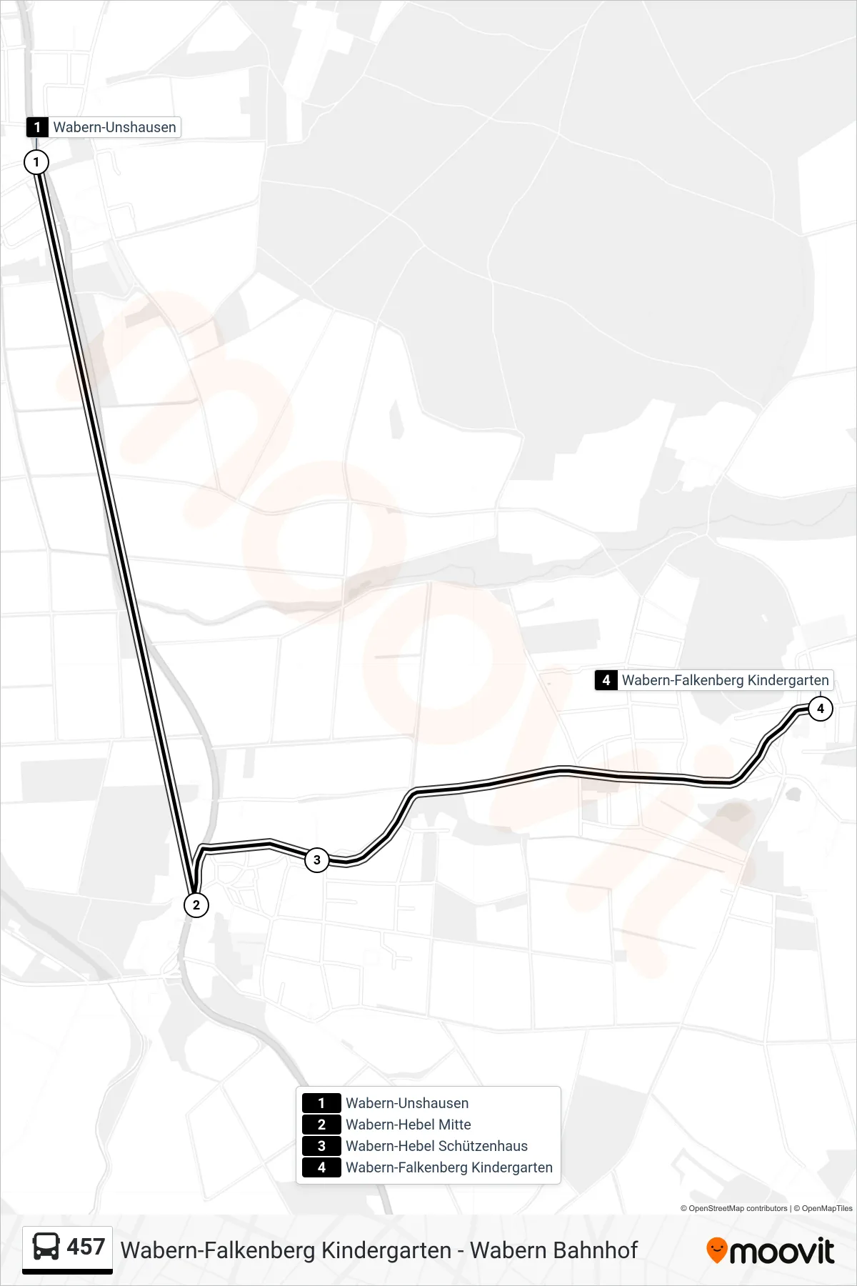 457 bus Line (Falkenberg Kindergarten) route and stops on a map